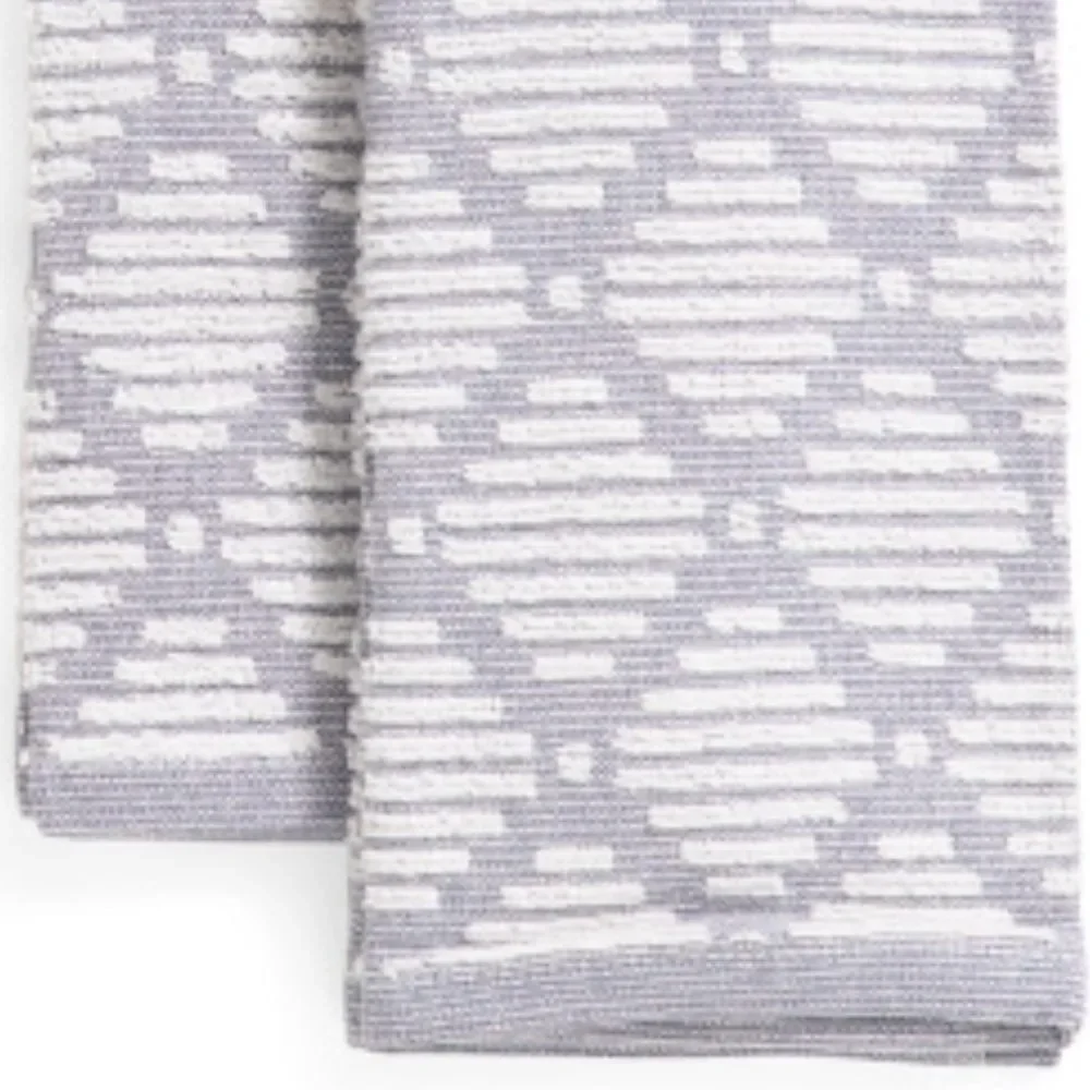 CUISINART Bearing Sea Gray White Bleach Friendly Cotton Tea Kitchen Towels 2 pk